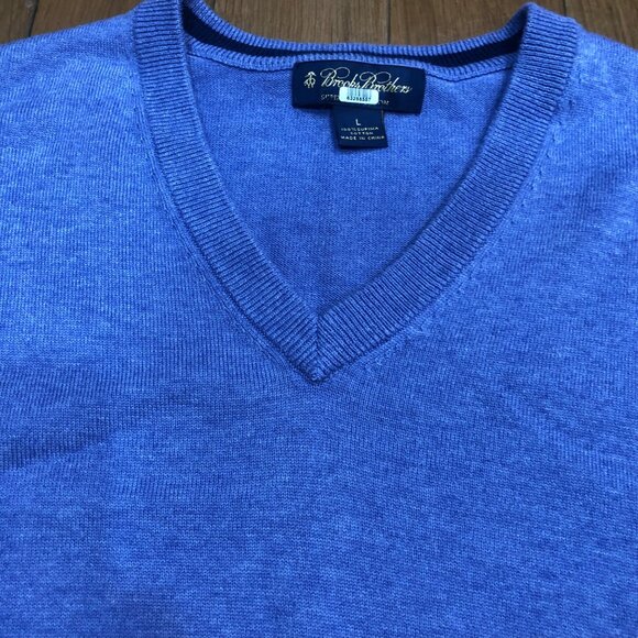 Brooks Brothers Supima Cotton Knit V-Neck Lavender Pullover Size L - Picture 2 of 6